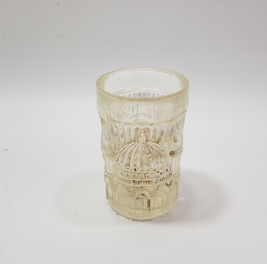 OSMANLI DÖNEMİ CAMİ RESİMLİ CAM BARDAK