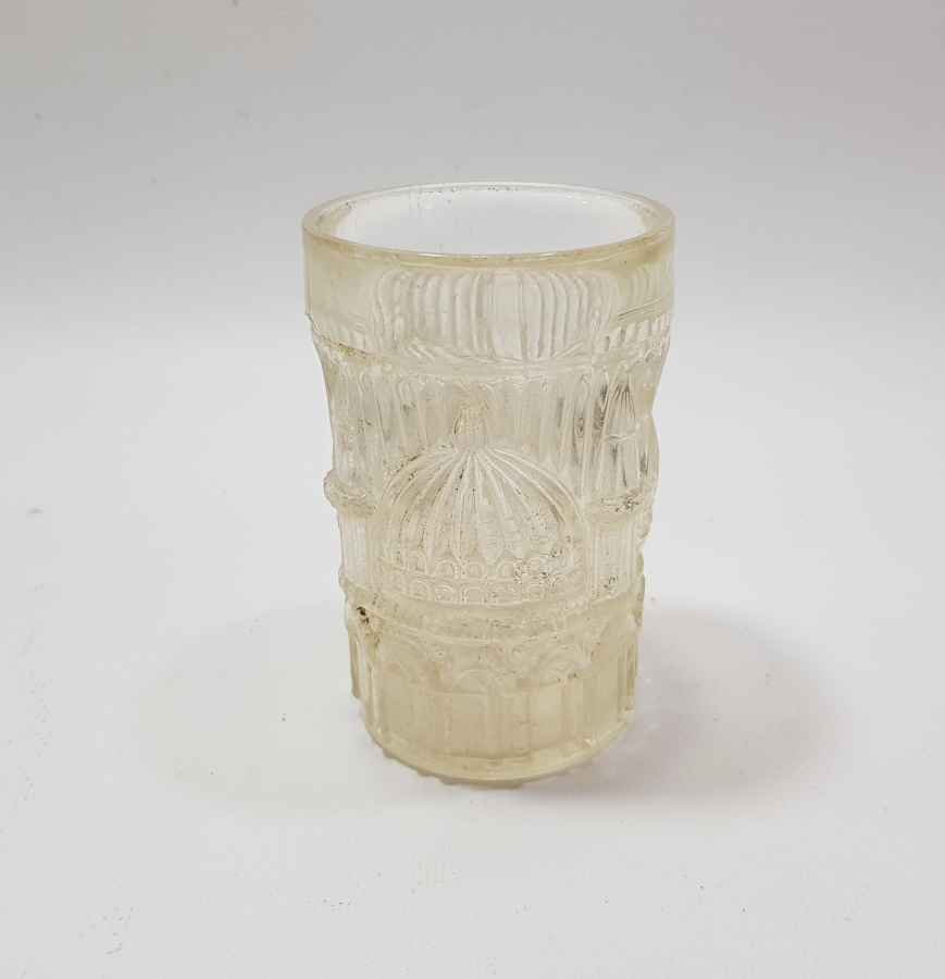 OSMANLI DÖNEMİ CAMİ RESİMLİ CAM BARDAK