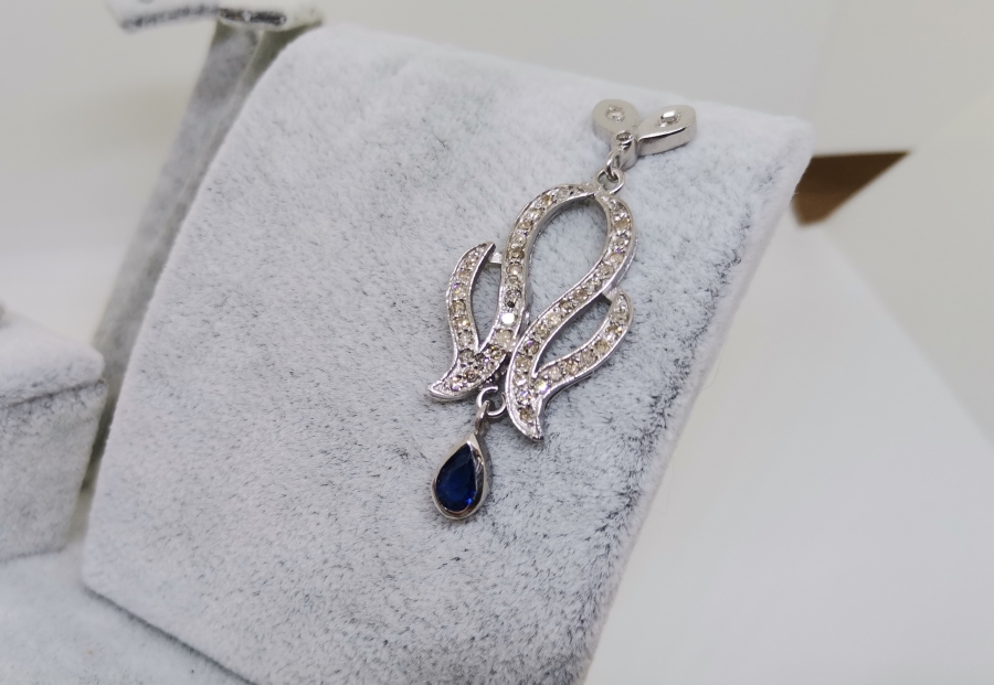 SAFİR VE PIRLANTA TAŞLI SONSUZLUK MODEL KOLYE