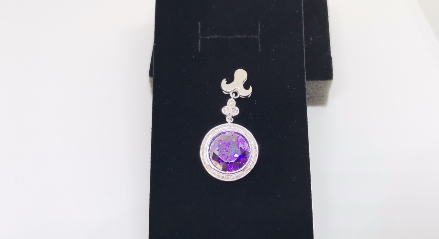 AMETİST VE PIRLANTA TAŞLI KOLYE UCU