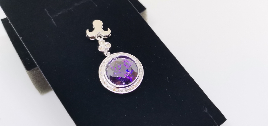 AMETİST VE PIRLANTA TAŞLI KOLYE UCU