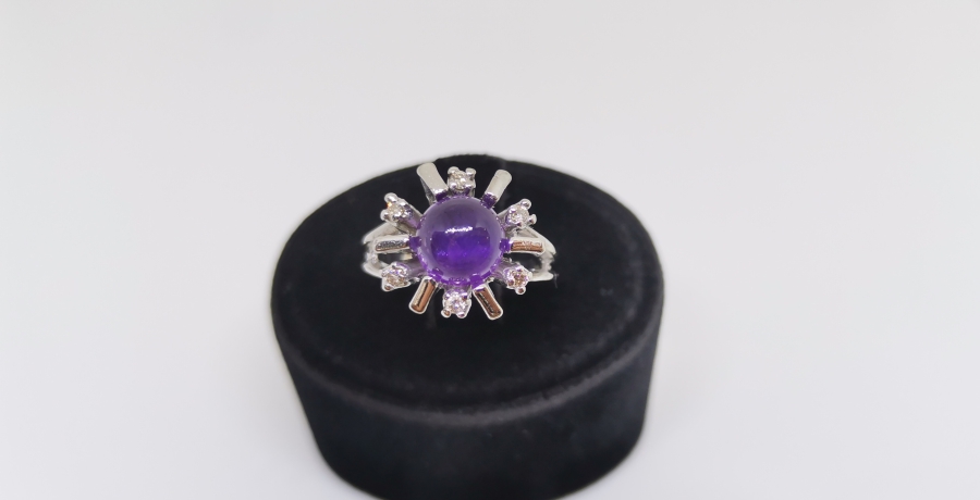 AMETİST VE PIRLANTA TAŞLI GÜNEŞ MODELİ YÜZÜK
