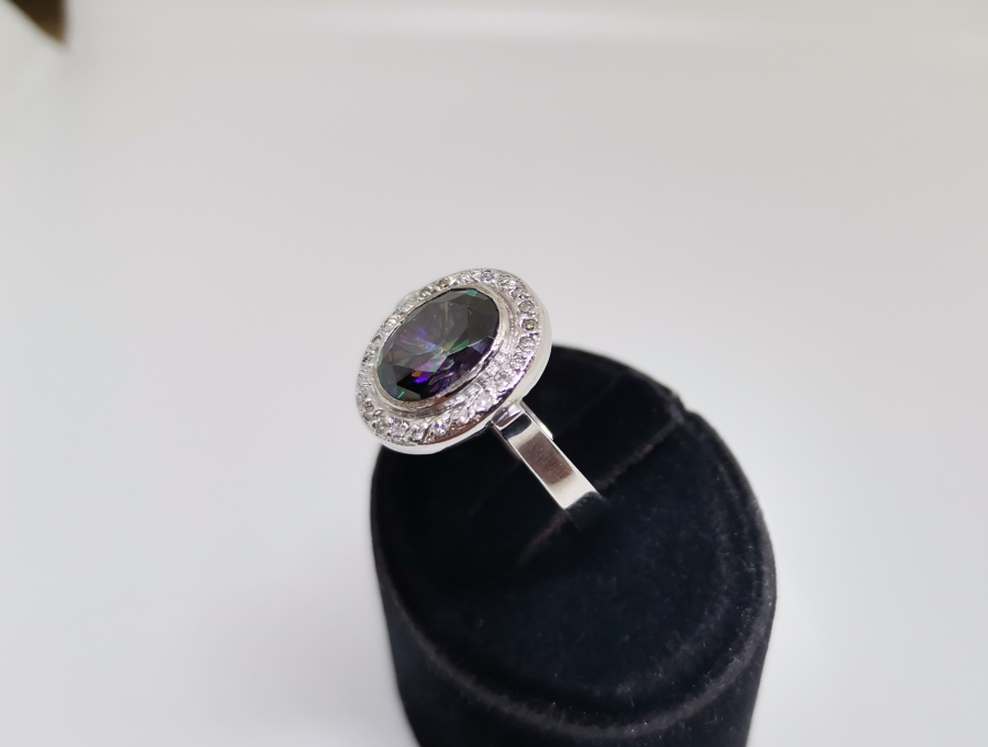 AMETİST VE PIRLANTA TAŞLI OVAL YÜZÜK
