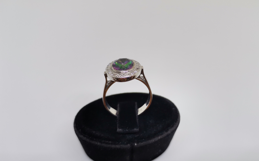 AMETİST VE PIRLANTA TAŞLI OVAL YÜZÜK