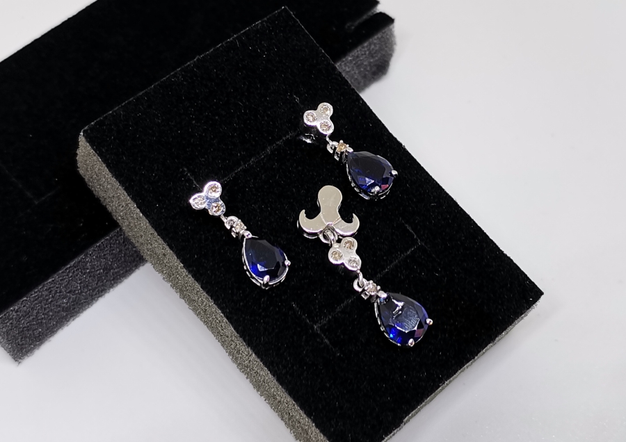 SAFİR VE PIRLANTA TAŞLI DAMLA MODEL TAKIM