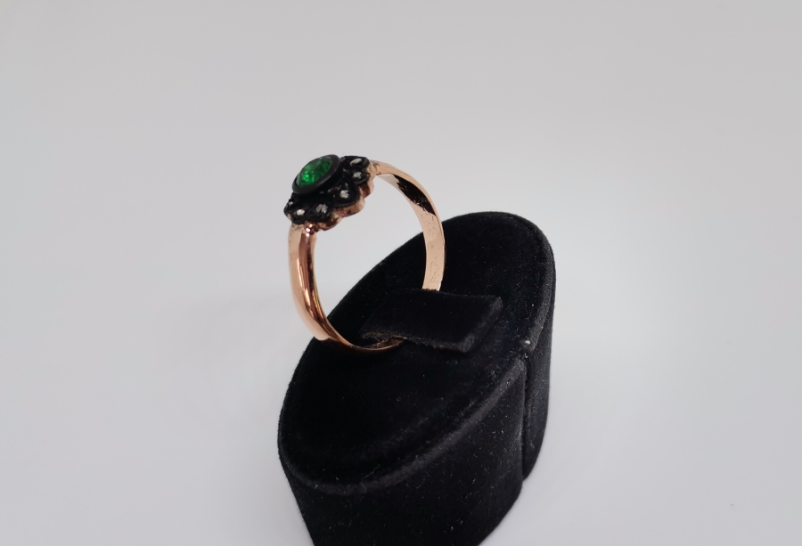 GÜL MODELLİ SİTRİN VE ELMAS TAŞLI YÜZÜK