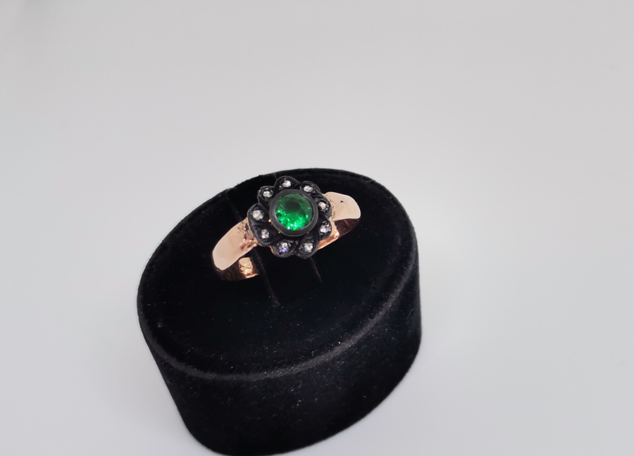 GÜL MODELLİ SİTRİN VE ELMAS TAŞLI YÜZÜK