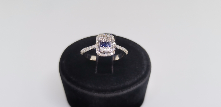 SAFİR VE PIRLANTA TAŞLI BAGET YÜZÜK