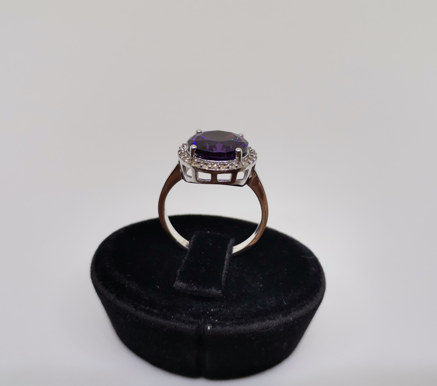 BÜYÜK AMETİST VE PIRLANTA TAŞLI YÜZÜK