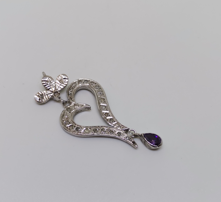 KALP FORMUNDA PIRLANTA TAŞLI KOLYE UCU