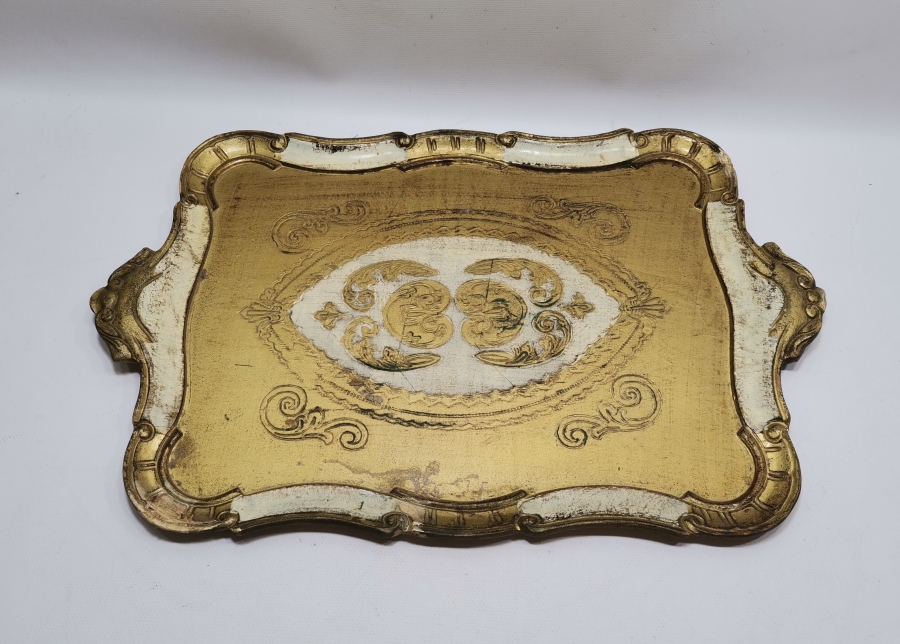 ÜZERİ ALTIN VARAKLI OSMANLI DÖNEMİ LEVANTEN İŞİ BÜYÜK BOY KAHVE TEPSİSİ