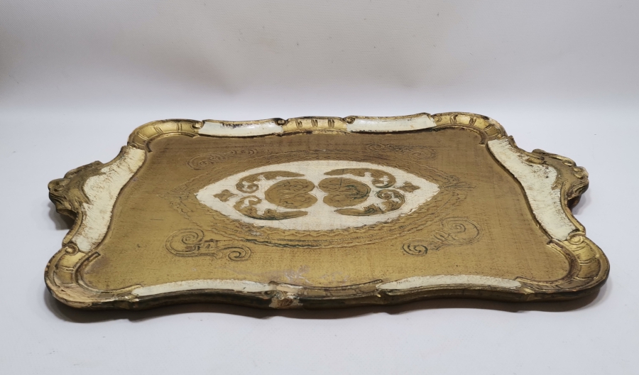 ÜZERİ ALTIN VARAKLI OSMANLI DÖNEMİ LEVANTEN İŞİ BÜYÜK BOY KAHVE TEPSİSİ