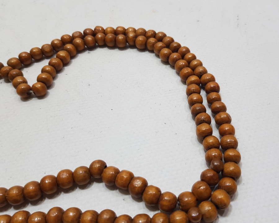 İÇİNDE KABE-İ ŞERİF GÖRSELİ BULUNAN MİKRO FOTOĞRAFLI OSMANLI DÖNEMİ AHŞAP NAMAZ TESPİHİ