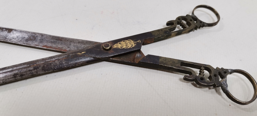 OSMANLI DÖNEMİ SAPLARI YAZILI VE ALTIN ÇAKMALI ÇOK NADİR HATTAT MAKASI