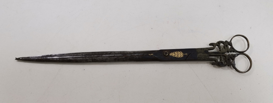 OSMANLI DÖNEMİ SAPLARI YAZILI VE ALTIN ÇAKMALI ÇOK NADİR HATTAT MAKASI