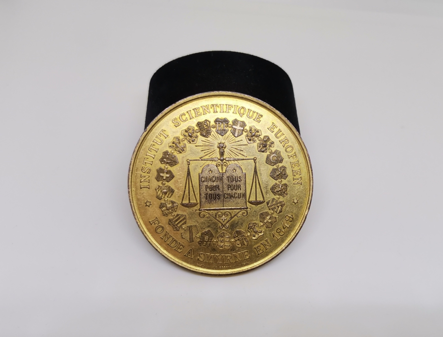 İZMİR DE OLUŞTURULMUŞ BİLİM ADAMLARI KONSORSİYUMU İÇİN BASTIRILMIŞ ÇOK NADİR 1849 TARİHLİ OSMANLI MADALYON