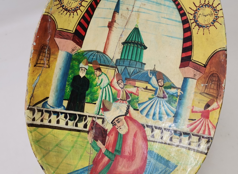 EL BOYAMA DEV BOYDA KONYA İŞİ ANTİKA TAHTA DUVAR KAŞIĞI