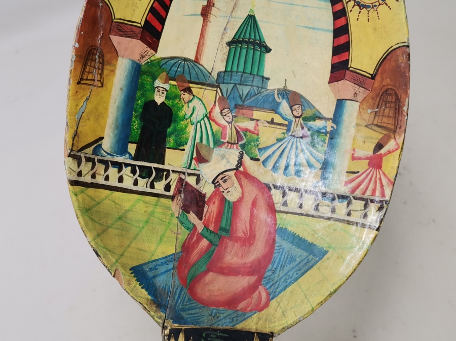 EL BOYAMA DEV BOYDA KONYA İŞİ ANTİKA TAHTA DUVAR KAŞIĞI