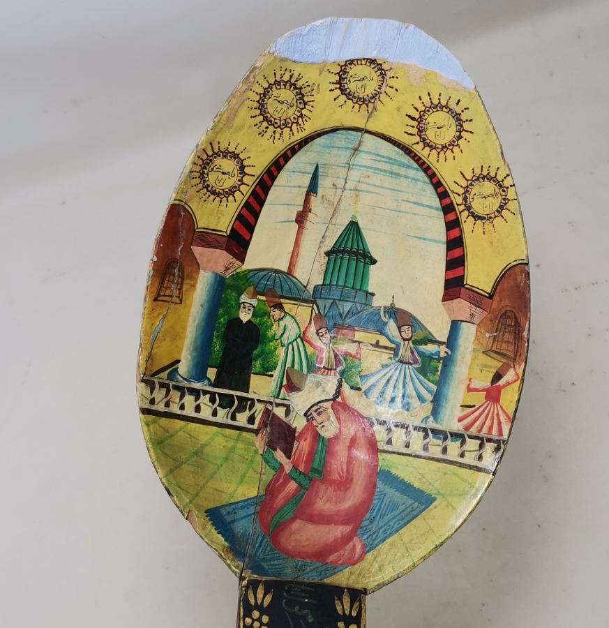 EL BOYAMA DEV BOYDA KONYA İŞİ ANTİKA TAHTA DUVAR KAŞIĞI