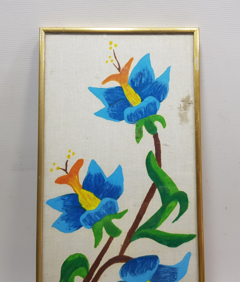 ORİJİNAL ÇERÇEVESİNDE KUMAŞ ÜZERİ EL BOYAMA PANO