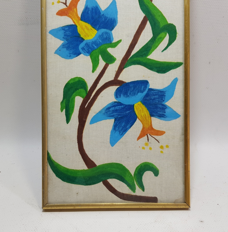 ORİJİNAL ÇERÇEVESİNDE KUMAŞ ÜZERİ EL BOYAMA PANO