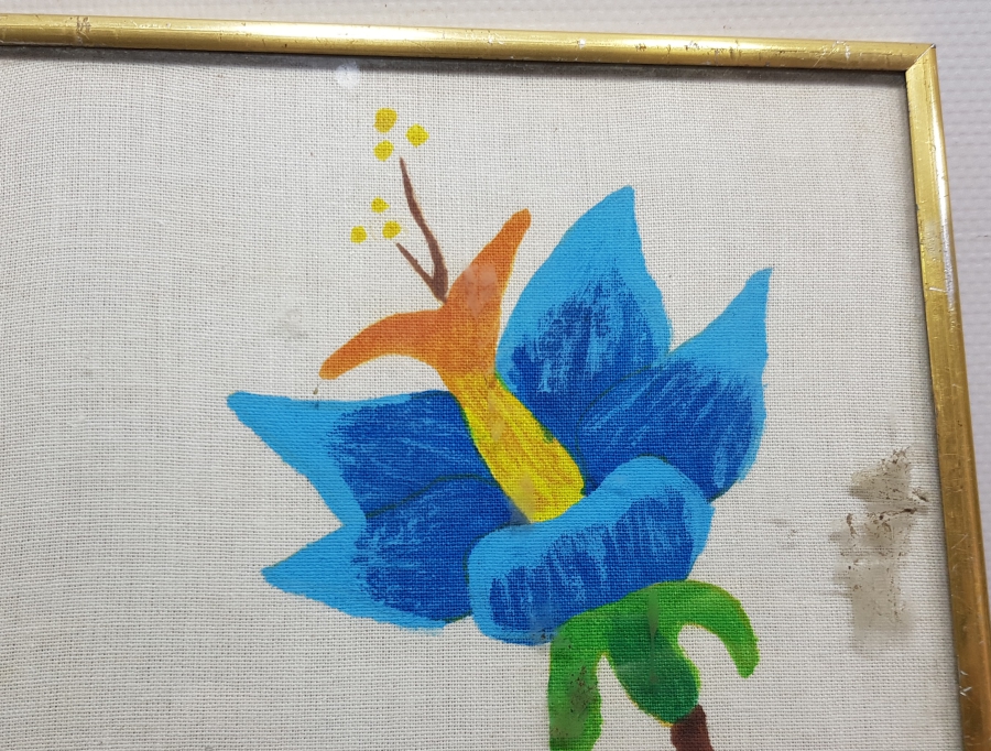 ORİJİNAL ÇERÇEVESİNDE KUMAŞ ÜZERİ EL BOYAMA PANO