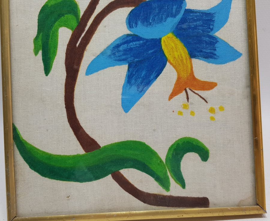 ORİJİNAL ÇERÇEVESİNDE KUMAŞ ÜZERİ EL BOYAMA PANO