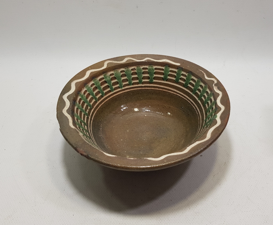 OSMANLI DÖNEMİ ÜZERİ SIRLI KINIK İŞİ TOPRAK YOĞURT KASESİ