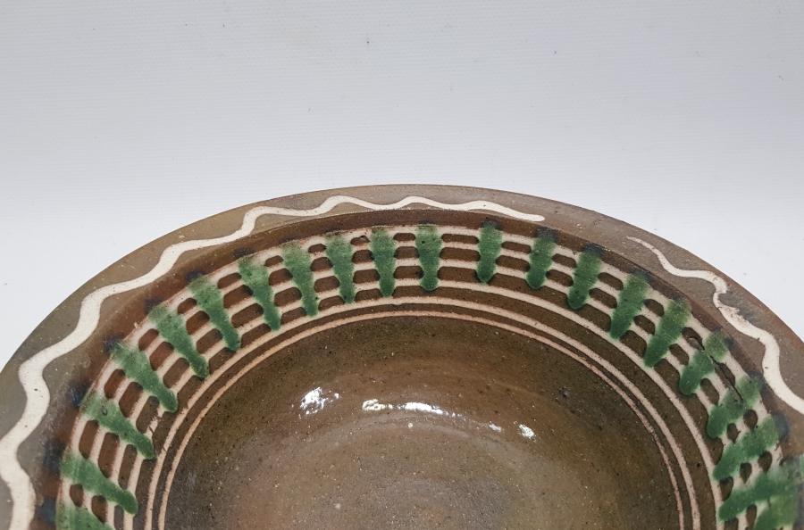 OSMANLI DÖNEMİ ÜZERİ SIRLI KINIK İŞİ TOPRAK YOĞURT KASESİ