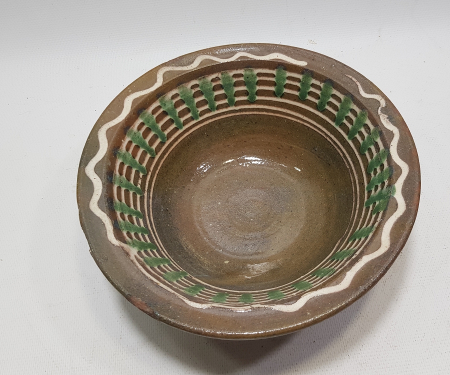 OSMANLI DÖNEMİ ÜZERİ SIRLI KINIK İŞİ TOPRAK YOĞURT KASESİ