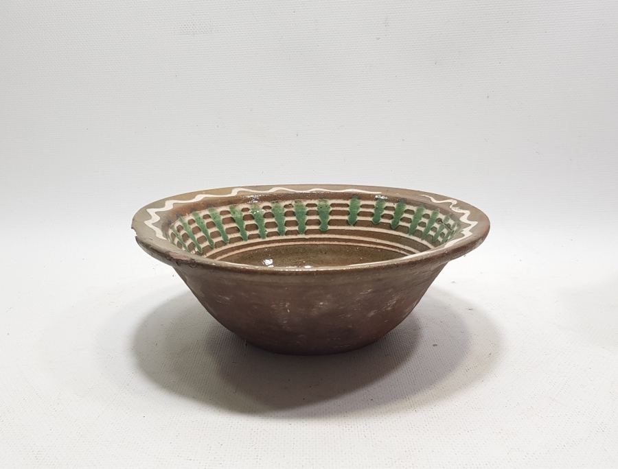 OSMANLI DÖNEMİ ÜZERİ SIRLI KINIK İŞİ TOPRAK YOĞURT KASESİ