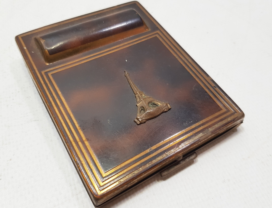 EYFEL KULESİ GÖRSELLİ BAĞA APLİKLİ ANTİKA FRANSIZ PUDRİYER