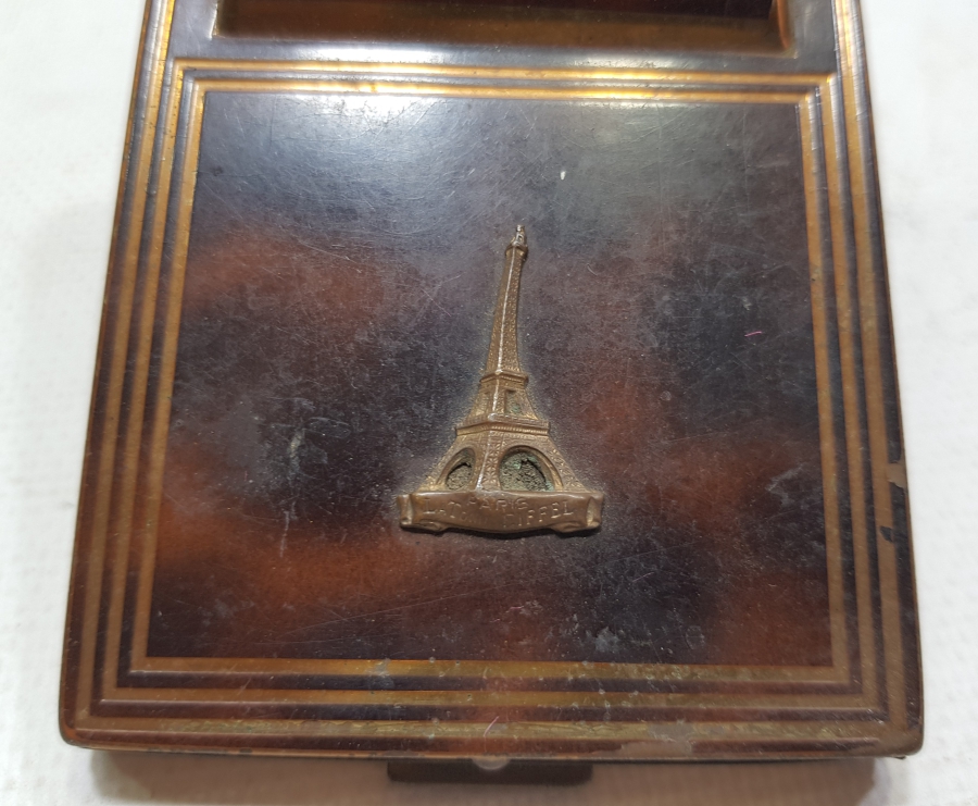 EYFEL KULESİ GÖRSELLİ BAĞA APLİKLİ ANTİKA FRANSIZ PUDRİYER