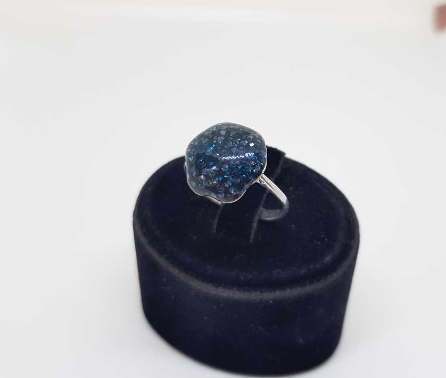 ÜZERİ MİNE İŞÇİLİKLİ ÖZEL YAPIM GÜMÜŞ AVRUPA YÜZÜK