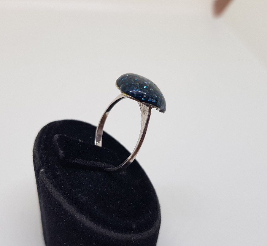 ÜZERİ MİNE İŞÇİLİKLİ ÖZEL YAPIM GÜMÜŞ AVRUPA YÜZÜK