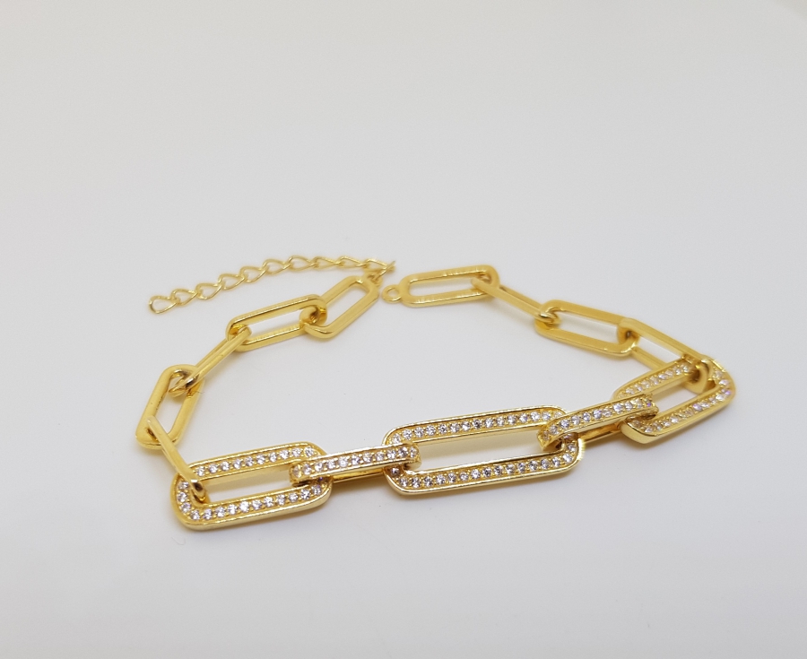 MARGAZİT TAŞLARLA SÜSLÜ GÜMÜŞ ÜZERİ ALTIN KAPLAMA ÖZEL YAPIM BİLEKLİK