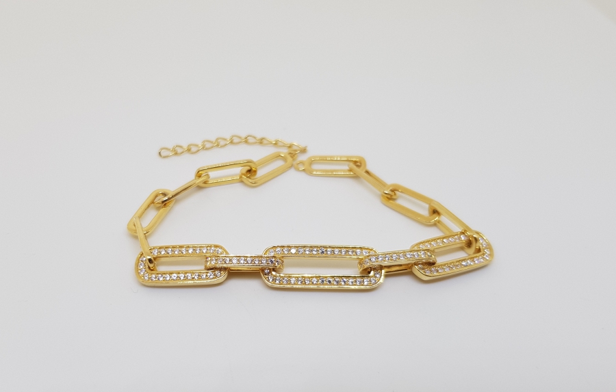 MARGAZİT TAŞLARLA SÜSLÜ GÜMÜŞ ÜZERİ ALTIN KAPLAMA ÖZEL YAPIM BİLEKLİK