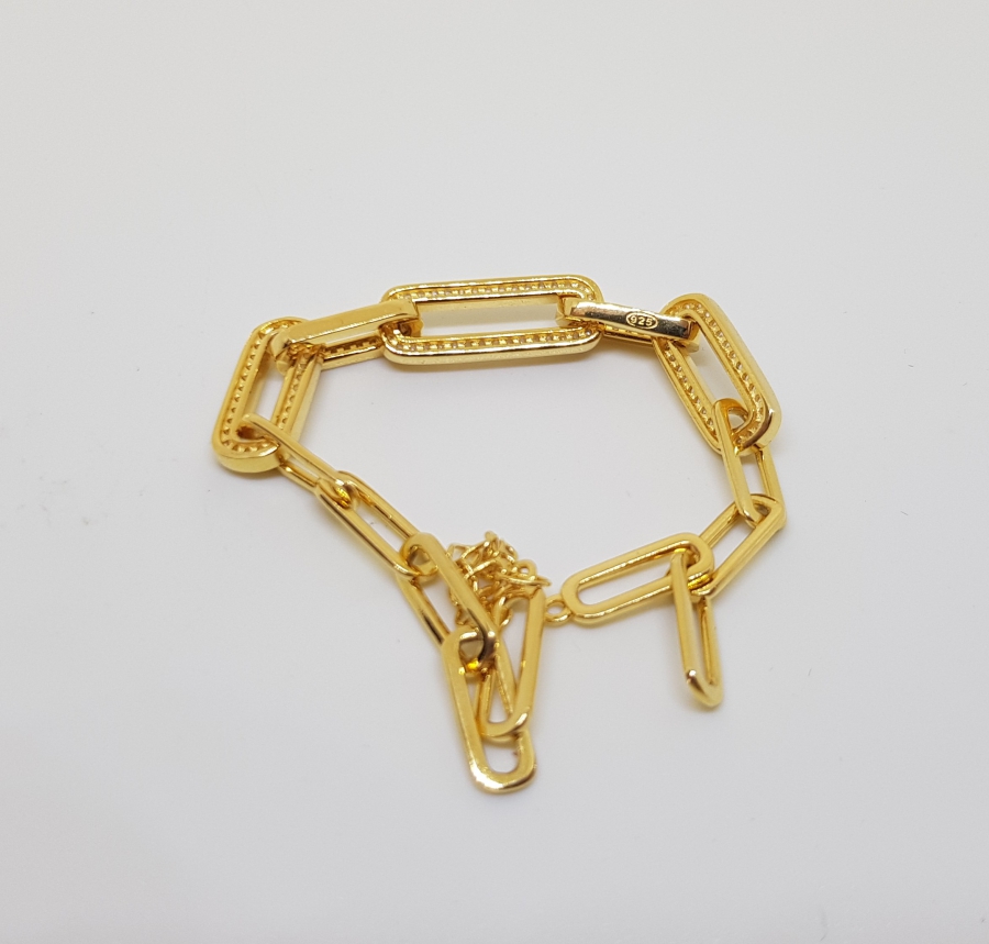 MARGAZİT TAŞLARLA SÜSLÜ GÜMÜŞ ÜZERİ ALTIN KAPLAMA ÖZEL YAPIM BİLEKLİK