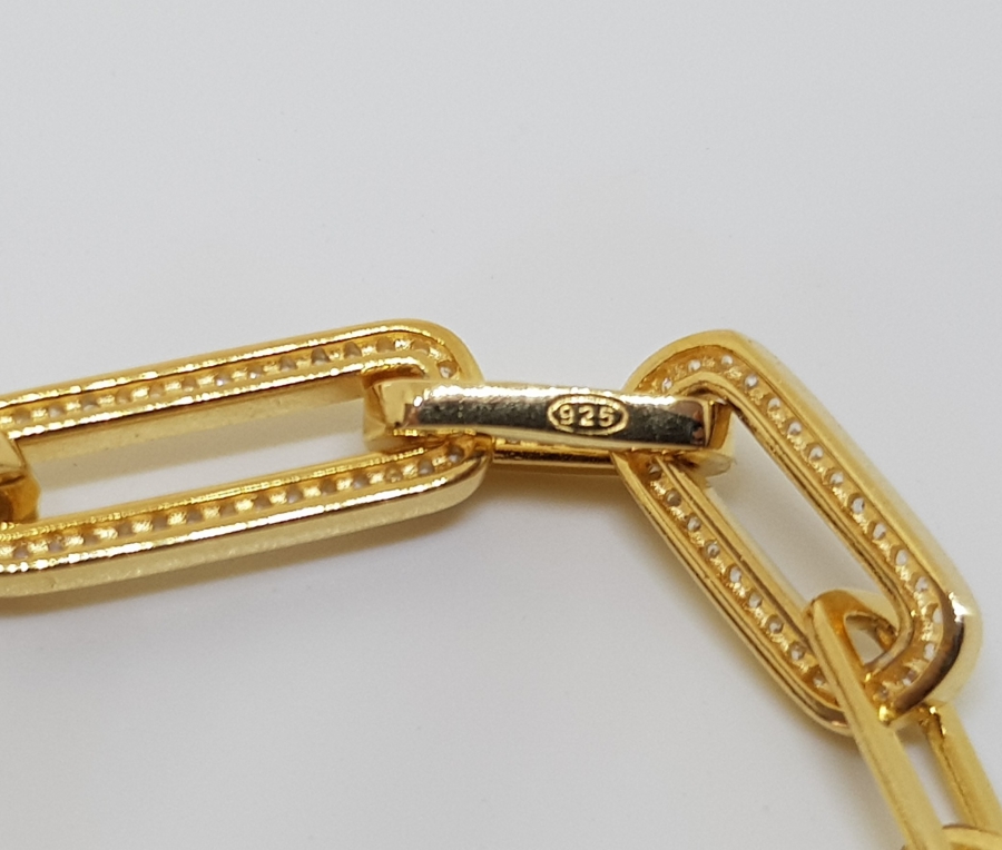 MARGAZİT TAŞLARLA SÜSLÜ GÜMÜŞ ÜZERİ ALTIN KAPLAMA ÖZEL YAPIM BİLEKLİK