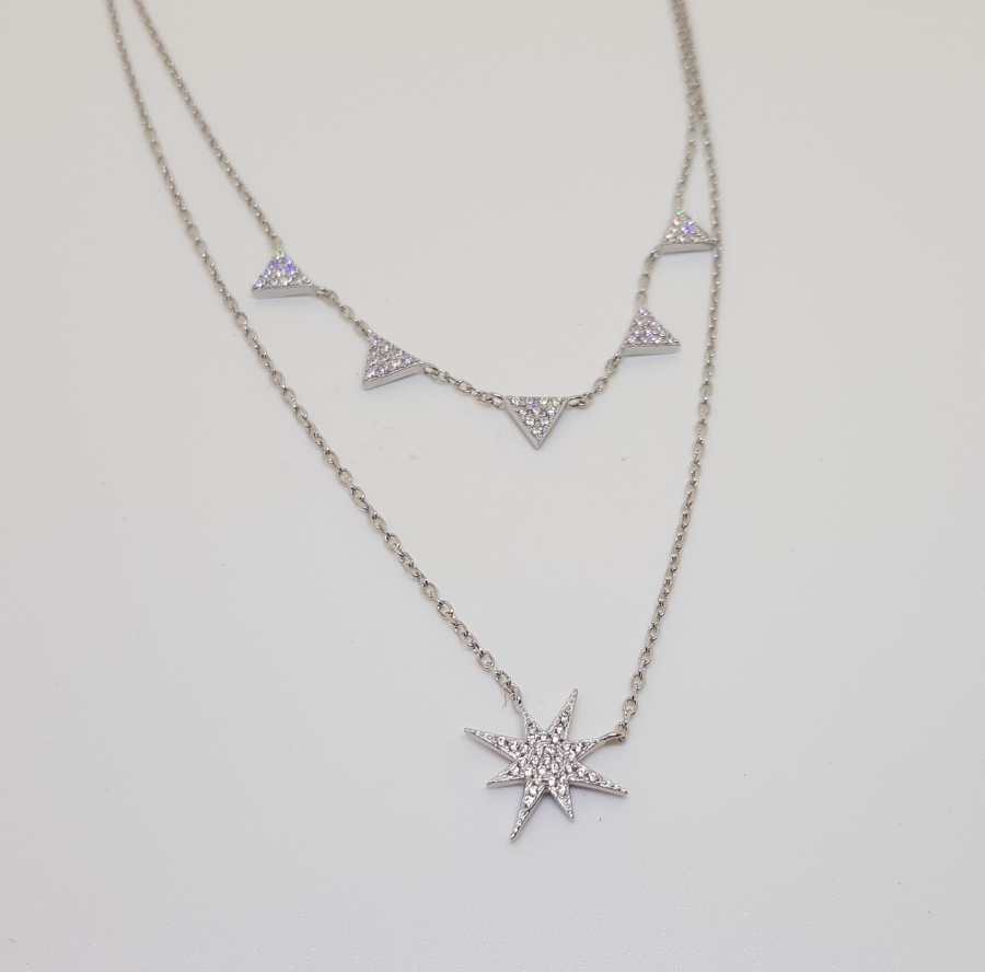 MARGAZİT TAŞLARLA SÜSLÜ AVRUPA YAPIMI GÜMÜŞ KOLYE