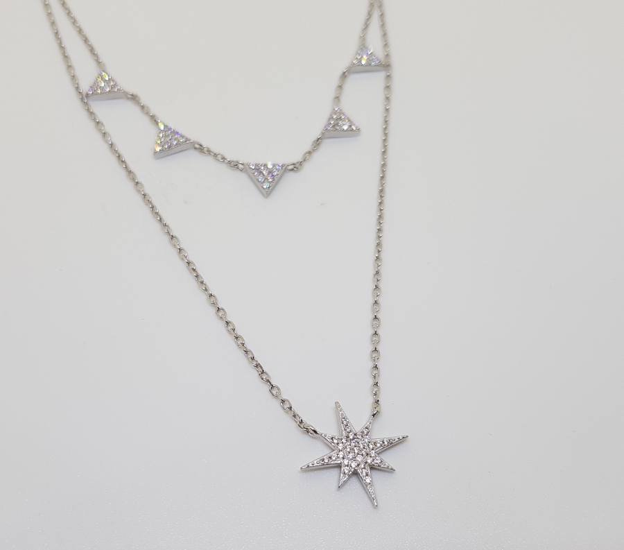 MARGAZİT TAŞLARLA SÜSLÜ AVRUPA YAPIMI GÜMÜŞ KOLYE