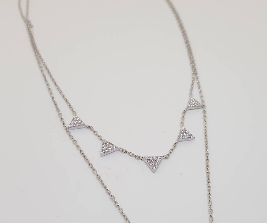 MARGAZİT TAŞLARLA SÜSLÜ AVRUPA YAPIMI GÜMÜŞ KOLYE