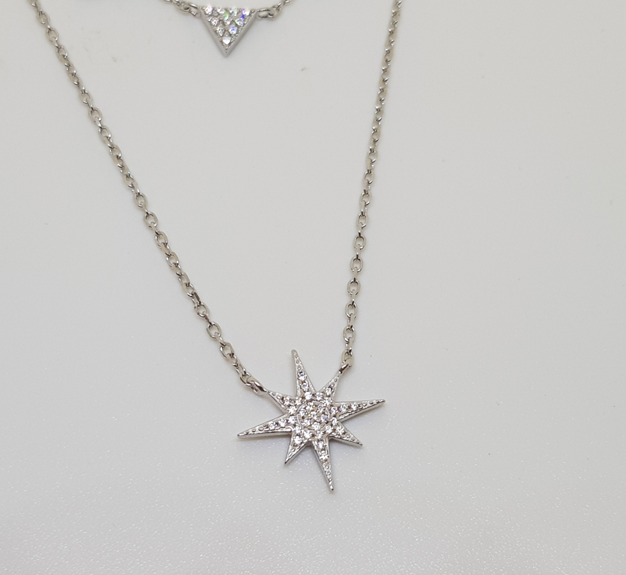 MARGAZİT TAŞLARLA SÜSLÜ AVRUPA YAPIMI GÜMÜŞ KOLYE