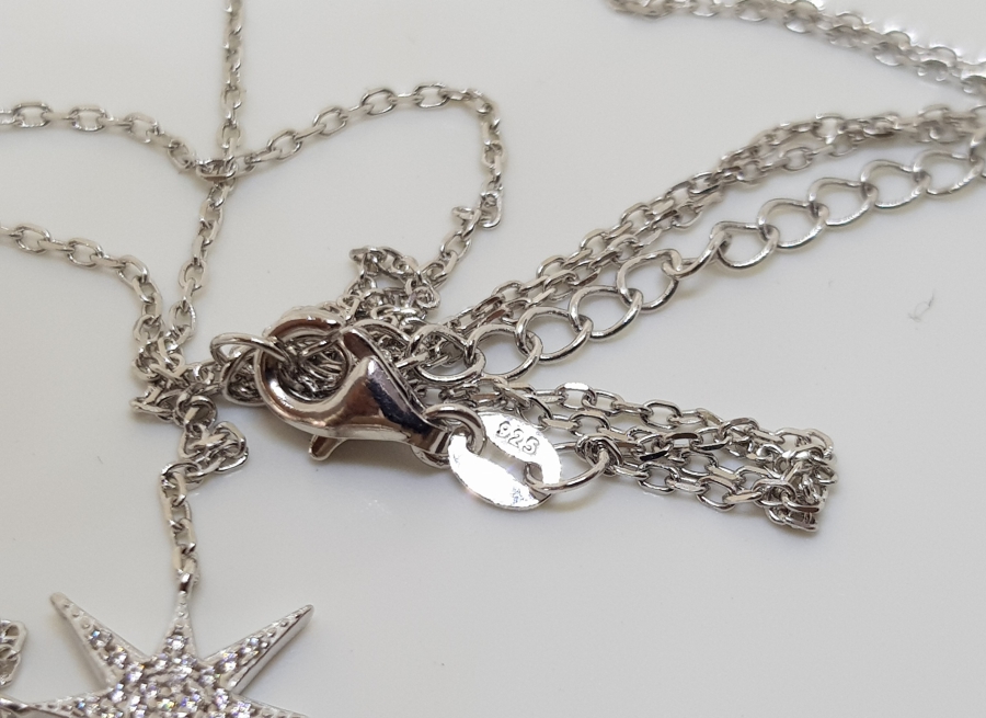 MARGAZİT TAŞLARLA SÜSLÜ AVRUPA YAPIMI GÜMÜŞ KOLYE