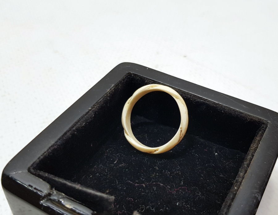 EL YAPIMI ALTIN GEÇME ANTİKA FİL DİŞİ YÜZÜK