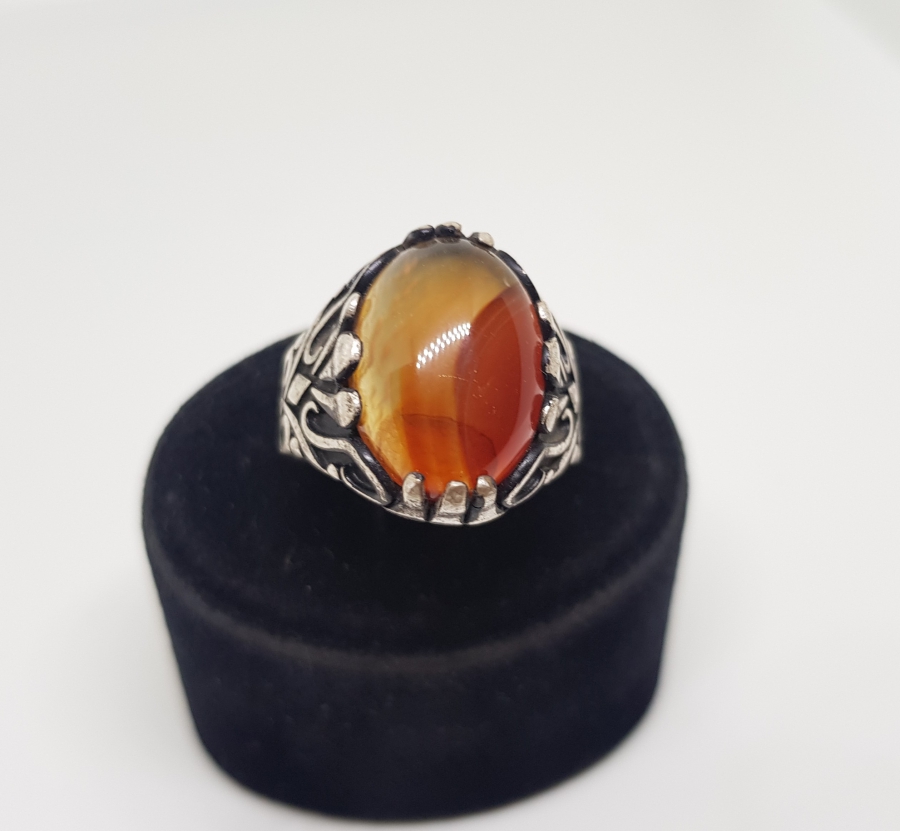 KAPLAN GÖZÜ TAŞLI GÜMÜŞ YÜZÜK