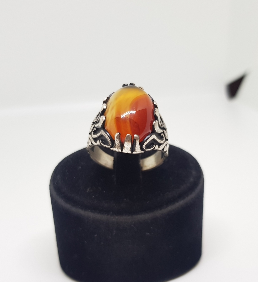 KAPLAN GÖZÜ TAŞLI GÜMÜŞ YÜZÜK