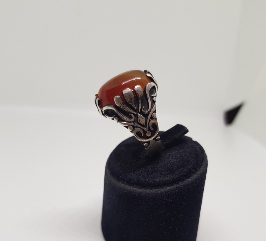 KAPLAN GÖZÜ TAŞLI GÜMÜŞ YÜZÜK