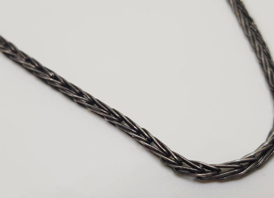 EL YAPIMI ÖRME İŞÇİLİKLİ ANTİKA GÜMÜŞ KRAL ZİNCİRİ