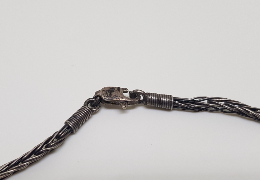 EL YAPIMI ÖRME İŞÇİLİKLİ ANTİKA GÜMÜŞ KRAL ZİNCİRİ